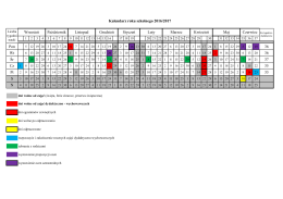 Pon 36 Wt 36 Śr 37 Cz 35 Pt 33 S N Kalendarz roku szkolnego 2016