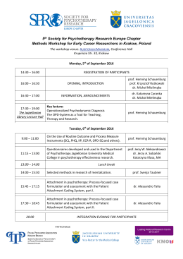 Preliminary Program - 5th Society for Psychotherapy Research