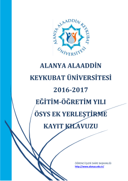 Ek Yerleştirme Kayıt İşlemleri - Alanya Alaaddin Keykubat Üniversitesi
