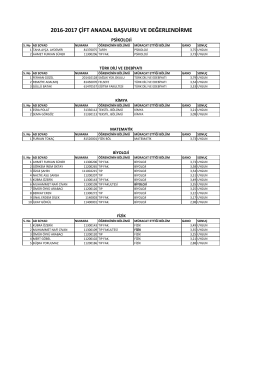2016-2017 ÇİFT ANADAL BAŞVURU VE DEĞERLENDİRME