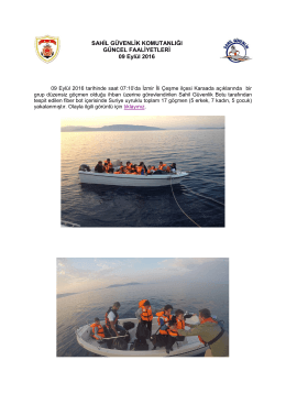 (09 Eylül 2016). - Sahil Güvenlik Komutanlığı