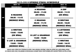 2013-2014 sprıng fınal schedule