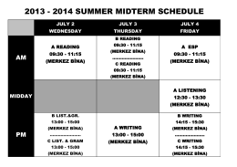 2013 - 2014 summer mıdterm schedule