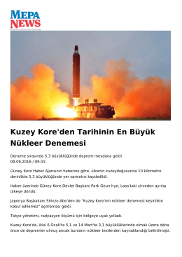 Kuzey Kore`den Tarihinin En Büyük Nükleer Denemesi