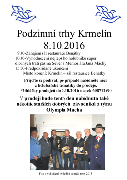 Podzimní trhy 8 Podzimní trhy Krmelín 8.10.2016 Krmelín