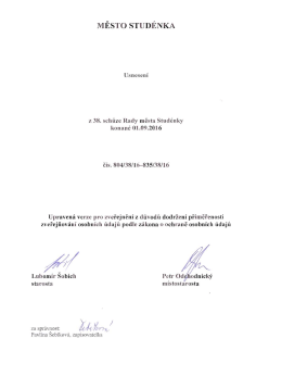 Usnesení z 38. schůze Rady města Studénky