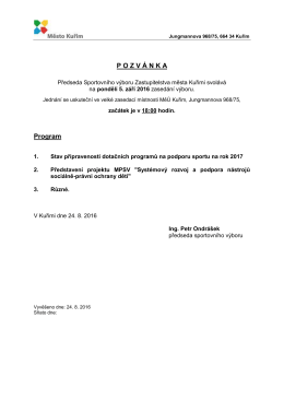 Pozvánka Sporotovní výbor ZM Kuřimi 5.9.2016