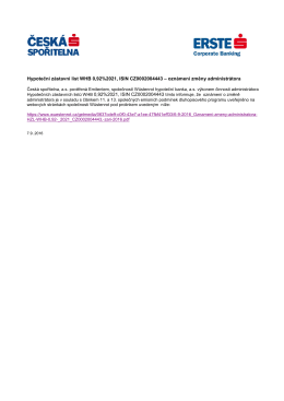 Hypoteční zástavní list WHB 0,92/21 - oznámení