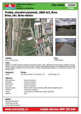 Prodej, stavební pozemek, 2800 m2, Brno Brno, okr. Brno