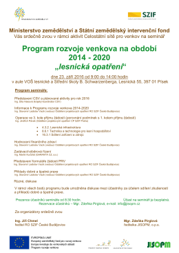 Pozvánka na seminář „Program rozvoje venkova na období 2014