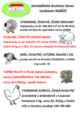 prodej 2016 univerzální - Zemědělské družstvo Sever Loukovec