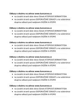 Odkazy o ekzému na adrese www.kuncarova.cz • na úvodní straně
