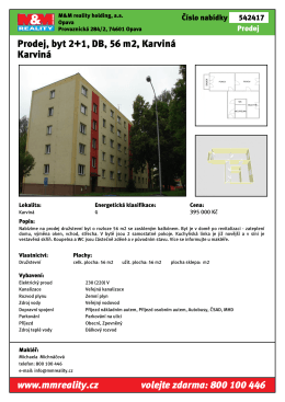 Prodej, byt 2+1, DB, 56 m2, Karviná Karviná www.mmreality.cz