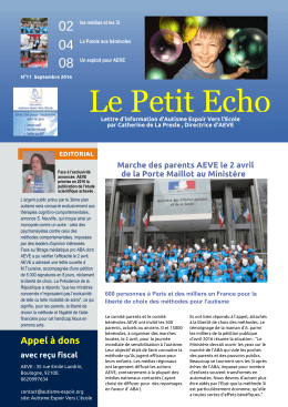 Le Petit Echo - Association Autisme Espoir vers l`Ecole | AEVE