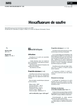 Hexafluorure de soufre (FT 102) - Fiche toxicologique