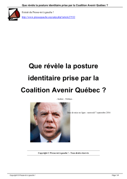Que révèle la posture identitaire prise par la Coalition Avenir Québec