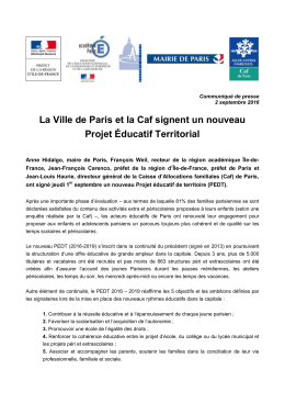 La Ville de Paris et la Caf signent un nouveau Projet Éducatif
