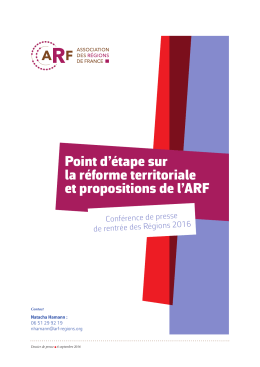 Point d`étape sur la réforme territoriale et propositions de l`ARF