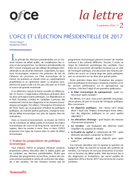 L`OFCE et l`élection présidentielle de 2017