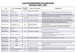 CLUB DE RANDONNEES DE CHANCELADE Calendrier 2016