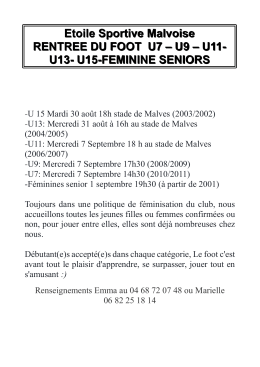 Etoile Sportive Malvoise RENTREE DU FOOT U7 – U9 – U11