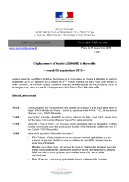 Déplacement d`Axelle LEMAIRE à Marseille – mardi 06 septembre
