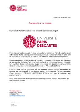 Communiqué de presse - L`Université Paris Descartes