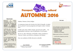 Passeport culturel Automne 2016