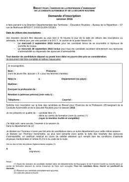 Demande d`inscription - Services Etat Côte-d`Or