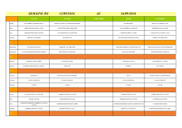 SEMAINE DU 12/09/2016 AU 16/09/2016