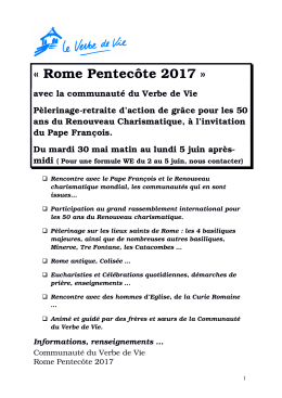 Rome Pentecôte 2017