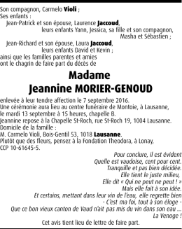 Madame Jeannine MORIER-GENOUD