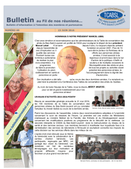 60 e Bulletin - Table des personnes aînées du Bas-Saint