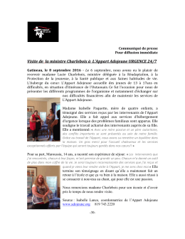 Visite de la ministre Charlebois à L`Appart Adojeune URGENCE 24/7