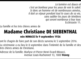 Madame Christiane DE SIEBENTHAL