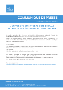 communiqué de presse - Université du Littoral Côte d`Opale