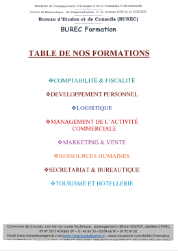 BUREC Formation TABLE DE NOS FORMATIONS