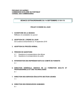 Projet d`ordre du jour - Commission scolaire de Portneuf