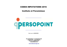 CODES IMPUTATIONS 2016 Instituts et Parastataux
