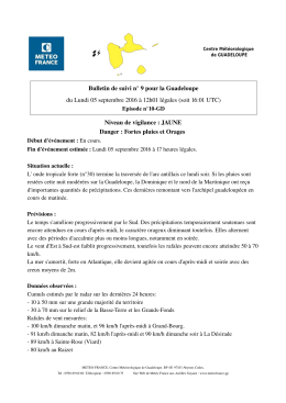 Bulletin de suivi n° 9 pour la Guadeloupe du Lundi 05 septembre