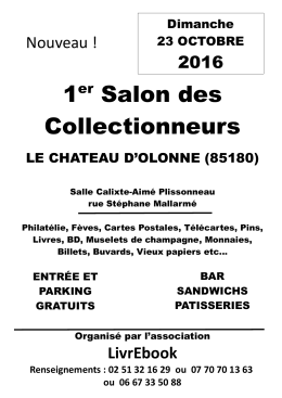 Télécharger le Flyer - Salon du Livre Ancien Le Chateau d`Olonne