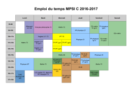 Emploi du temps MPSI C 2016-2017