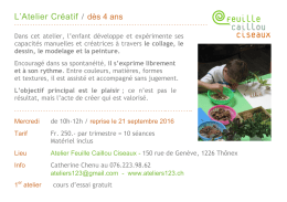 L`Atelier Créatif / dès 4 ans - Atelier « Feuille, Caillou, Ciseaux