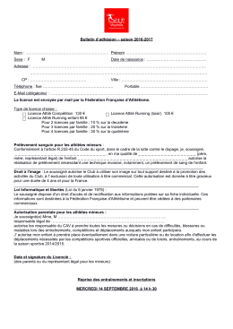 Inscription 2016-2017 - Club Athlétique Veynois