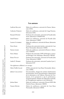 Les auteurs (Fichier pdf, 197 Ko) - Presses Universitaires de Rennes