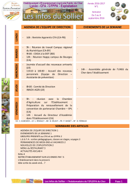 Les Infos du Sollier n°1 - Lycée d`Enseignement Agricole du Cher