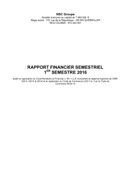 rapport financier semestriel 1 semestre 2016