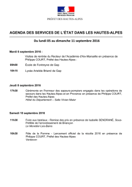 agenda des services de l`État dans les Hautes-Alpes
