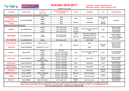 tableau des activités 2016-2017
