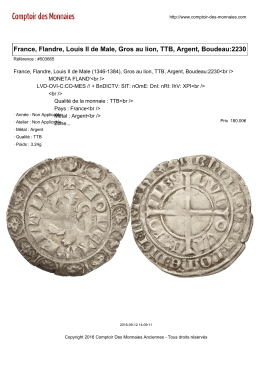 France, Flandre, Louis II de Male, Gros au lion, TTB, Argent